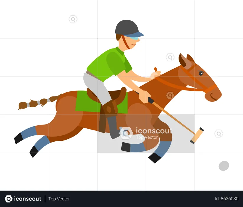 Man sitting on horse and playing polo  Illustration