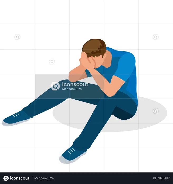 Man sitting sad  Illustration