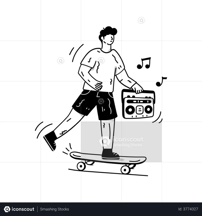 Man Skateboarding  Illustration