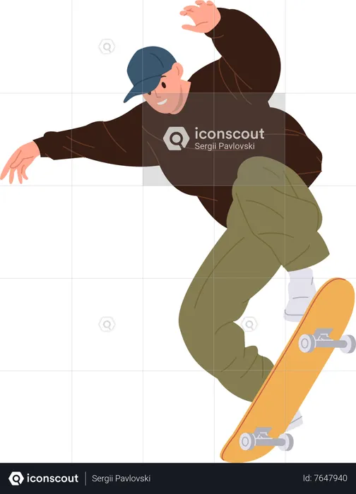 Man skateboarding enjoying speed motion jumping on longboard  Illustration