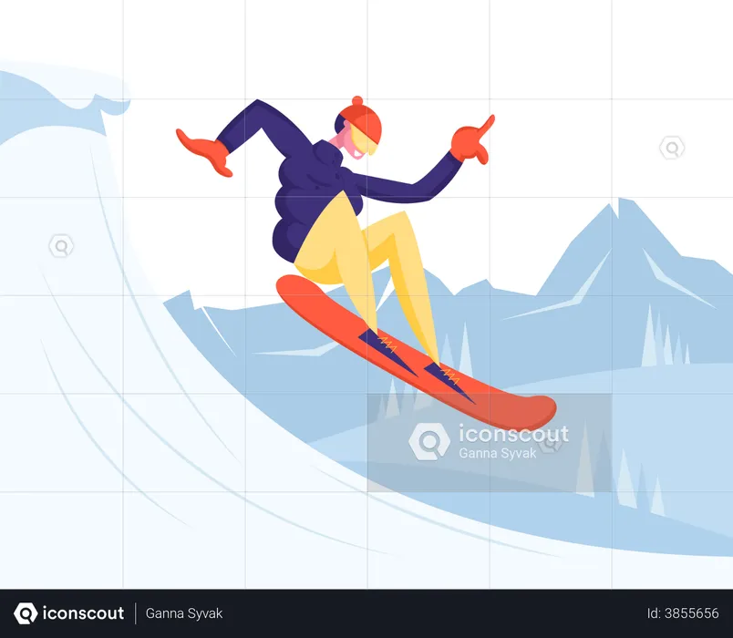 Man skiing from the down hill  Illustration