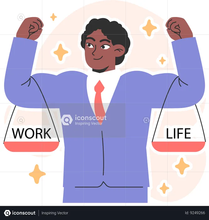 Man skillfully balancing work and life  Illustration