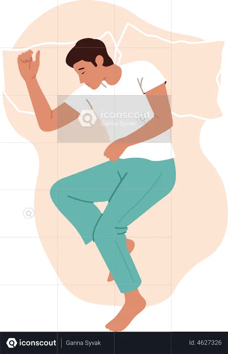 Man sleeping in relaxed pose  Illustration