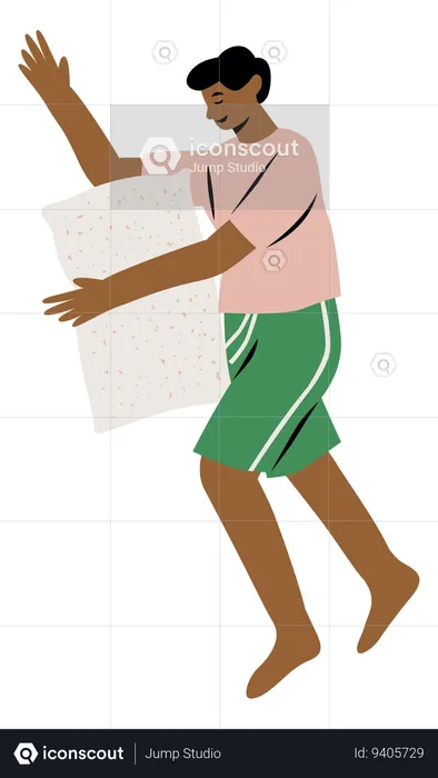 Man sleeping in The Yearner Position  Illustration
