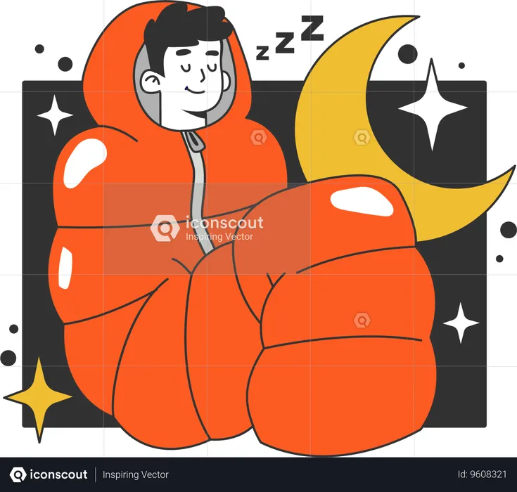 Man sleeping in winter night  Illustration