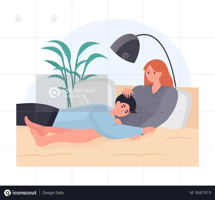 Man sleeping with woman  Illustration