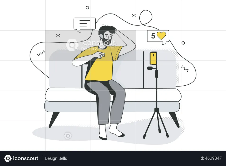 Man Social Media Influencer  Illustration