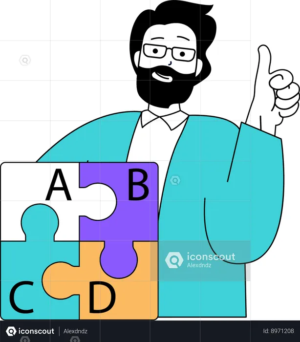 Man solving english puzzle  Illustration