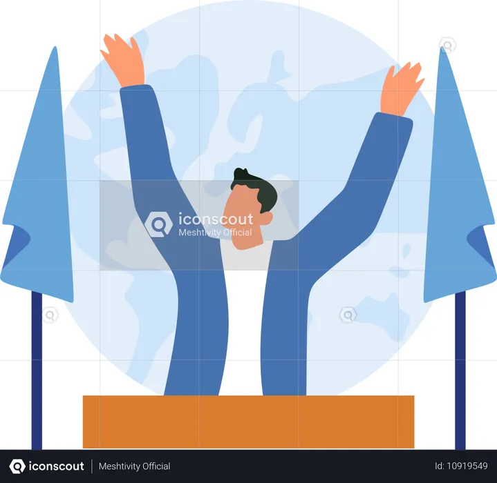 Man solving international cooperation  Illustration