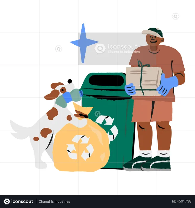Man sorting trash  Illustration