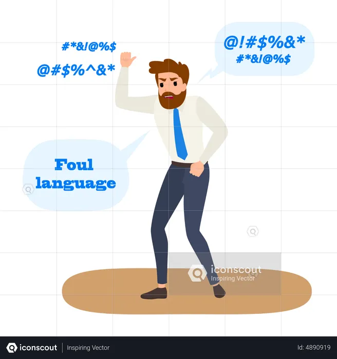 Man Speaking Foul Words  Illustration