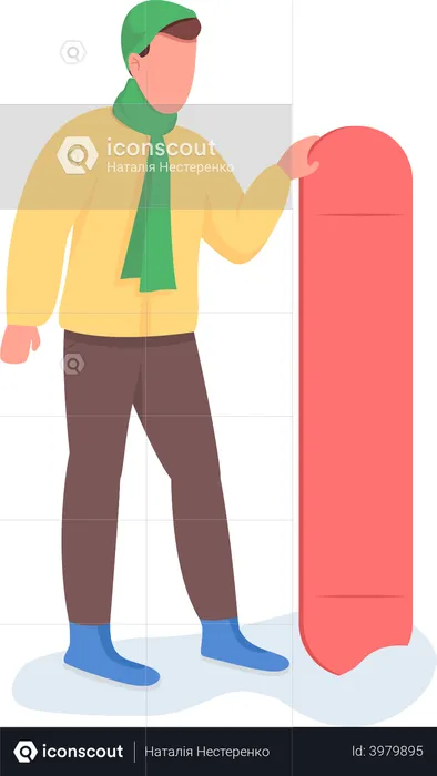 Man stand with snowboard  Illustration