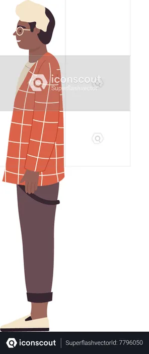 Man standing and giving side pose  Illustration