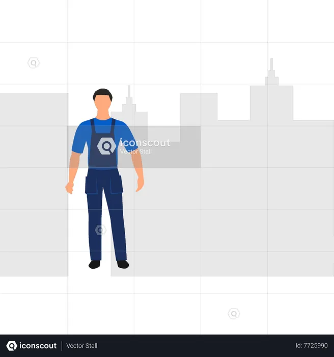 Man standing at construction site  Illustration