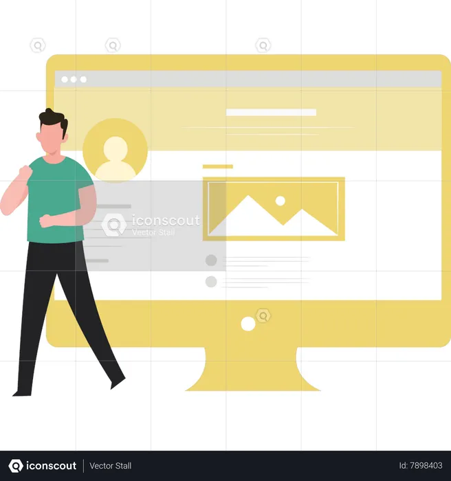 Man standing by monitor  Illustration