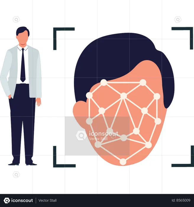 Man standing by the face id  Illustration