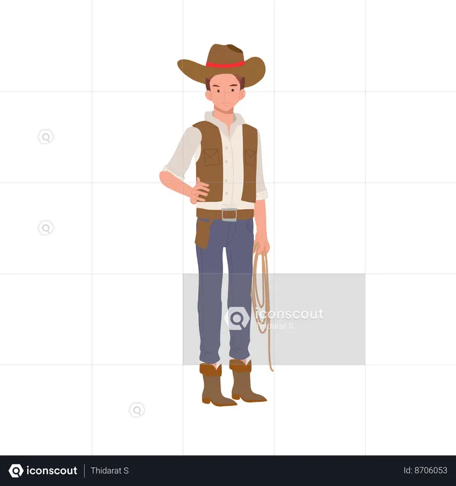 Man standing in cowboy costume  Illustration