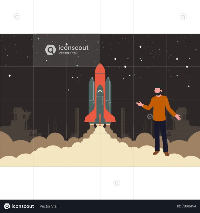 Man standing in space  Illustration