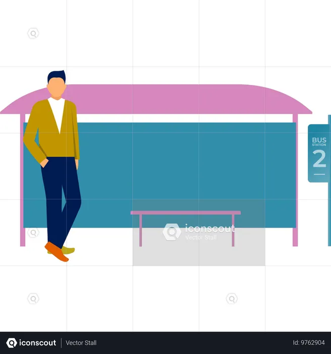 Man standing in waiting area  Illustration