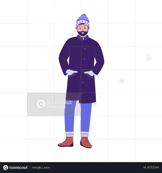 Man standing in winter wear  Illustration