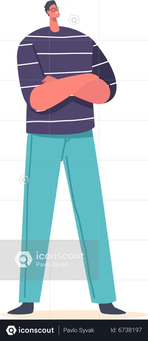 Man standing while crossing arms  Illustration