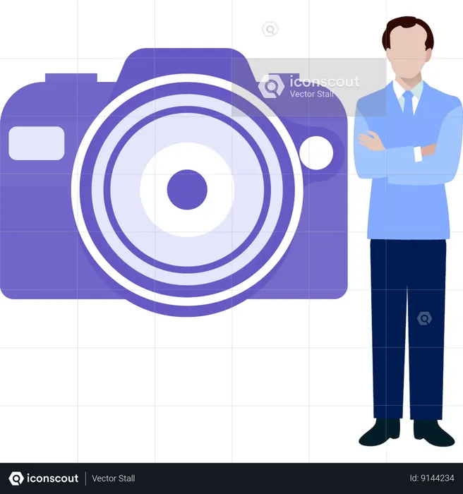 Man standing with photographer  Illustration