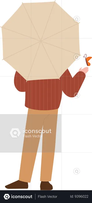 Man Standing With Umbrella  Illustration