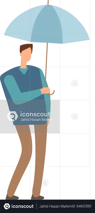 Man Standing With Umbrella  Illustration