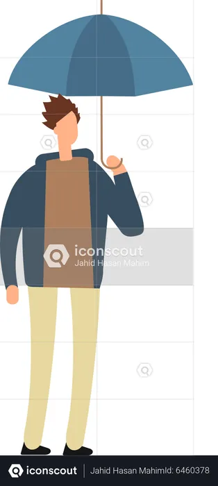 Man Standing With Umbrella  Illustration