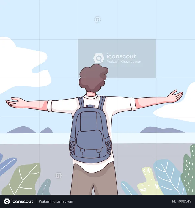Man standing with wide open arms  Illustration