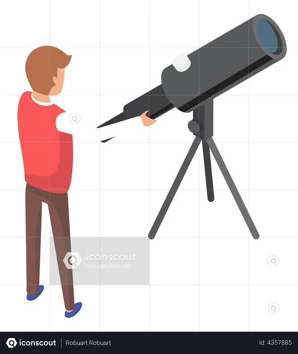Man stands near telescope  Illustration