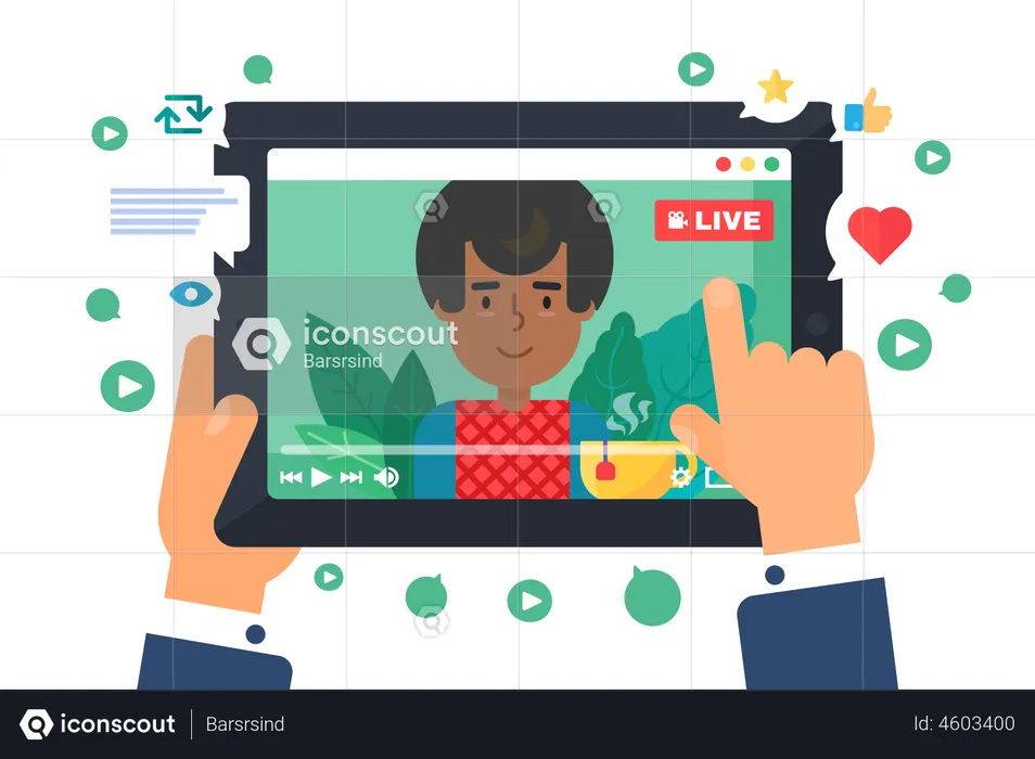 Man streaming on social media  Illustration