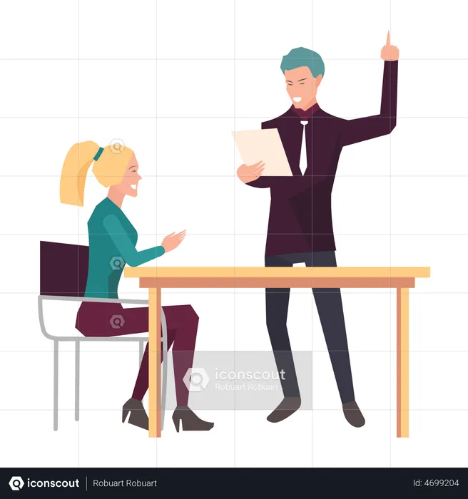 Man submitting work report  Illustration