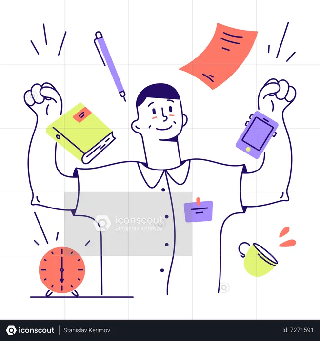 Man successfully complete all tasks  Illustration