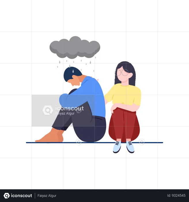 Man suffering Depression  Illustration