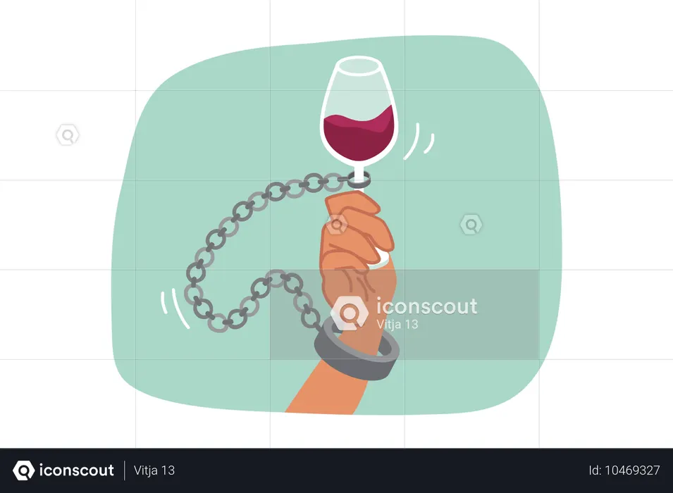 Man suffering from alcohol addiction  Illustration
