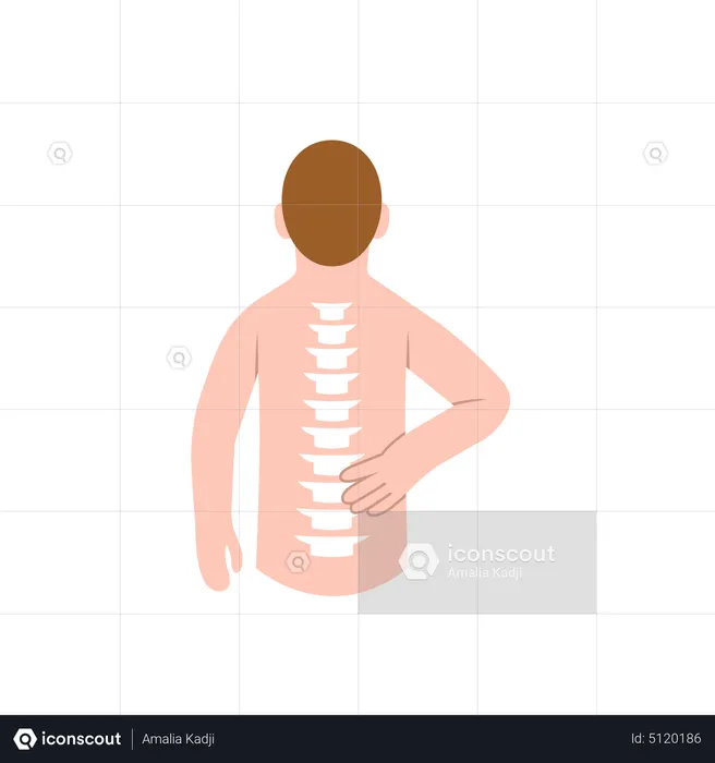 Man suffering from back pain  Illustration