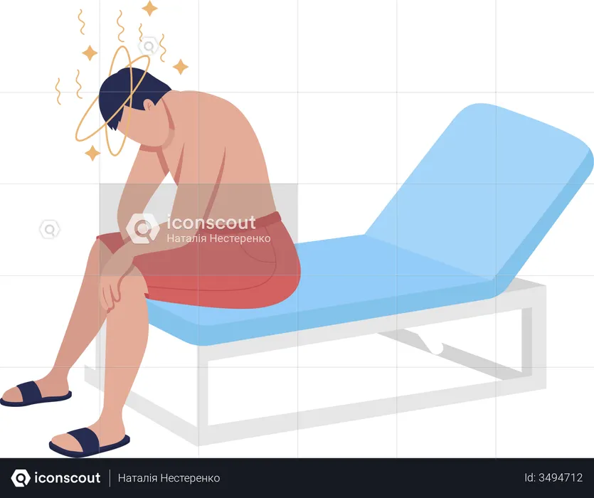 Man suffering from heatstroke  Illustration