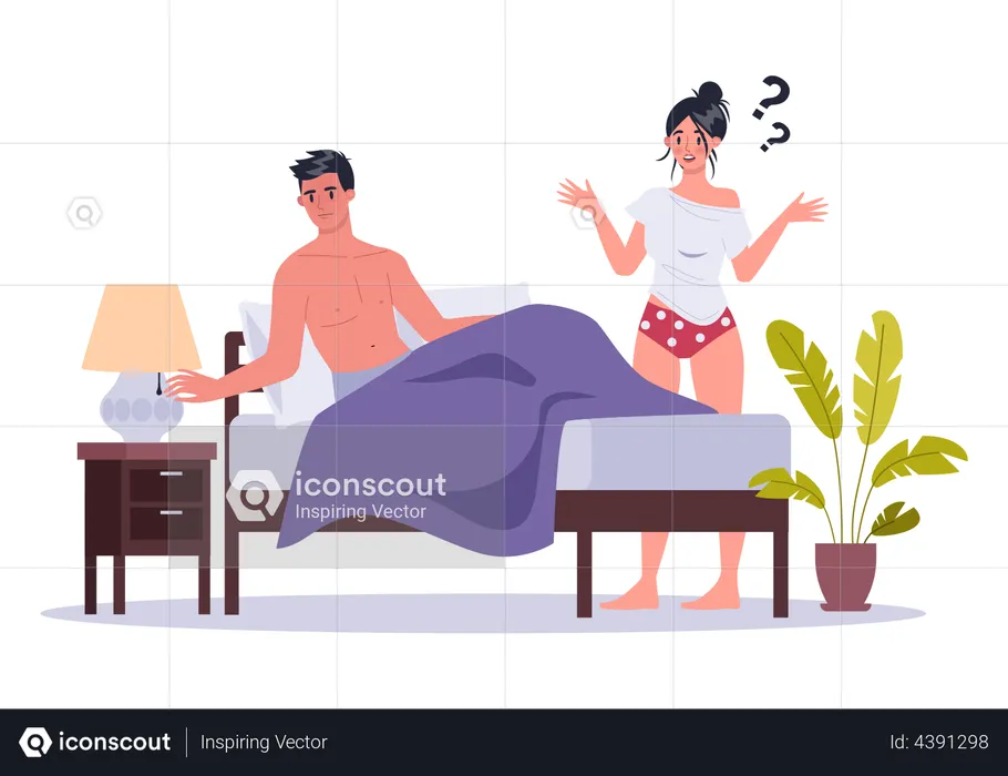 Man suffering from sexual dysfunction  Illustration