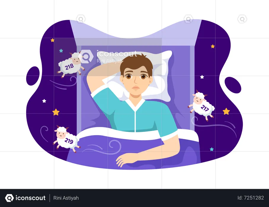 Man suffering from sleep disorder  Illustration