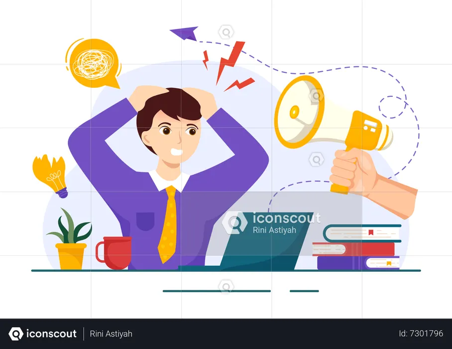 Man suffering head pain  Illustration