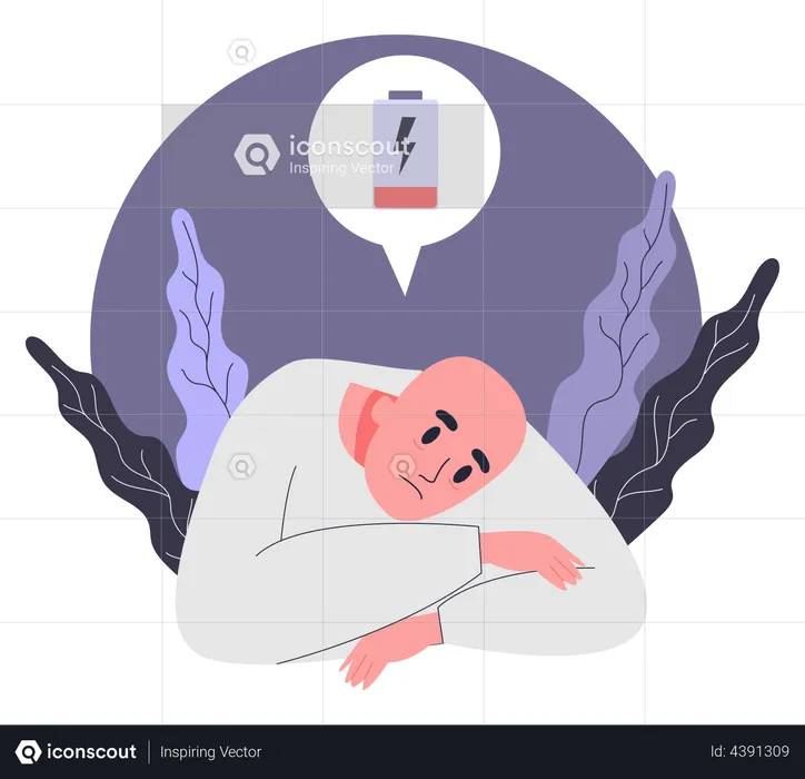 Man suffering low energy due to chemotherapy  Illustration