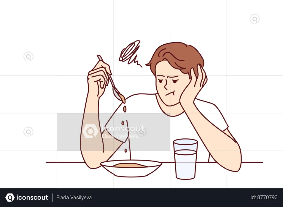 Man suffers from lack of appetite  Illustration
