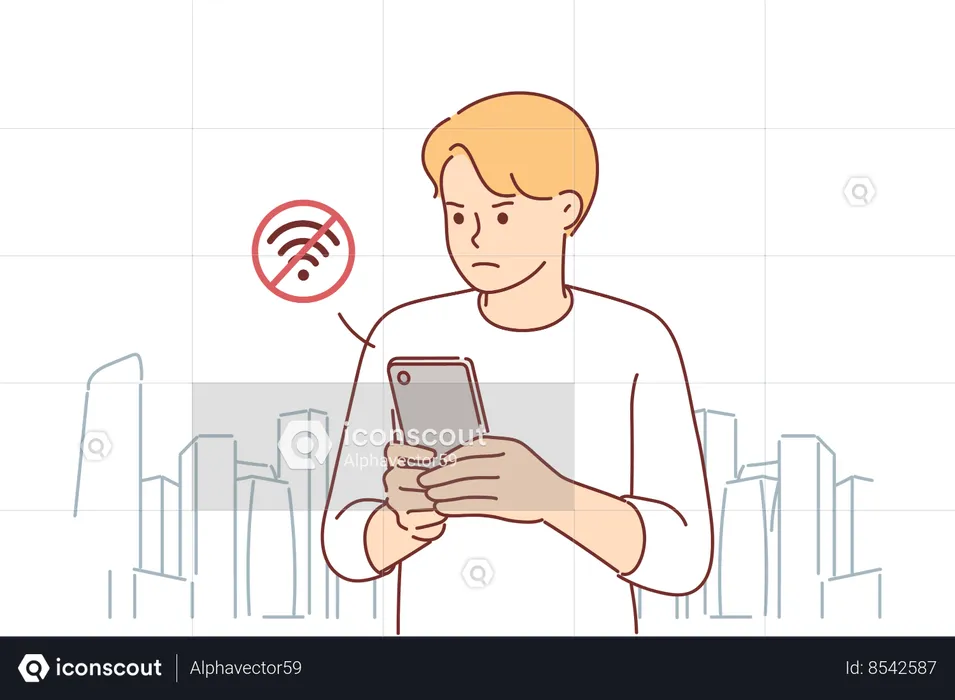 Man suffers from poor internet connection  Illustration