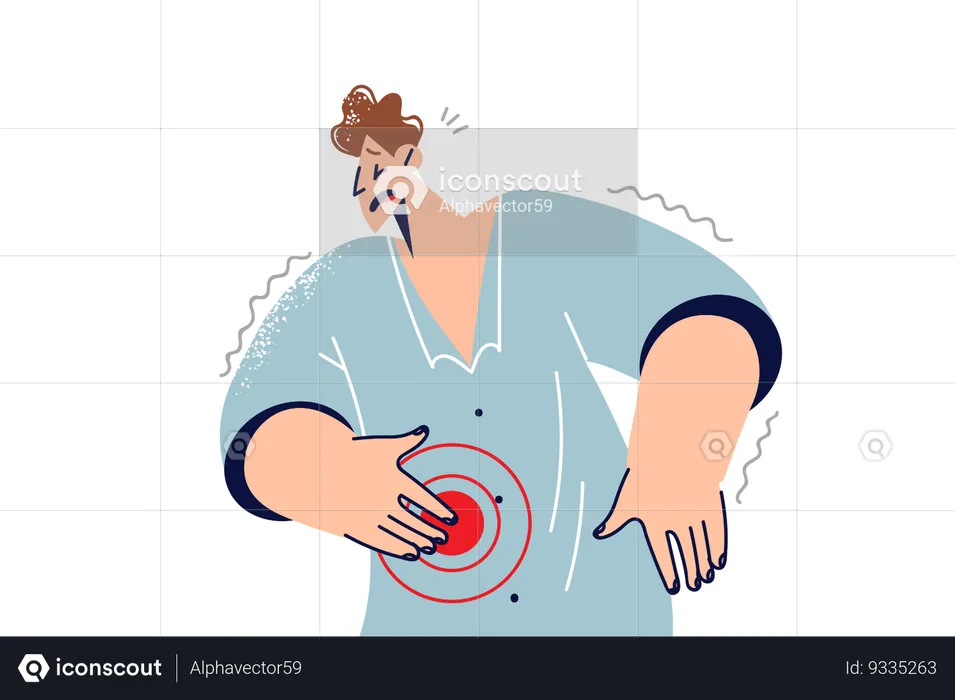 Man suffers from stomach pain  Illustration