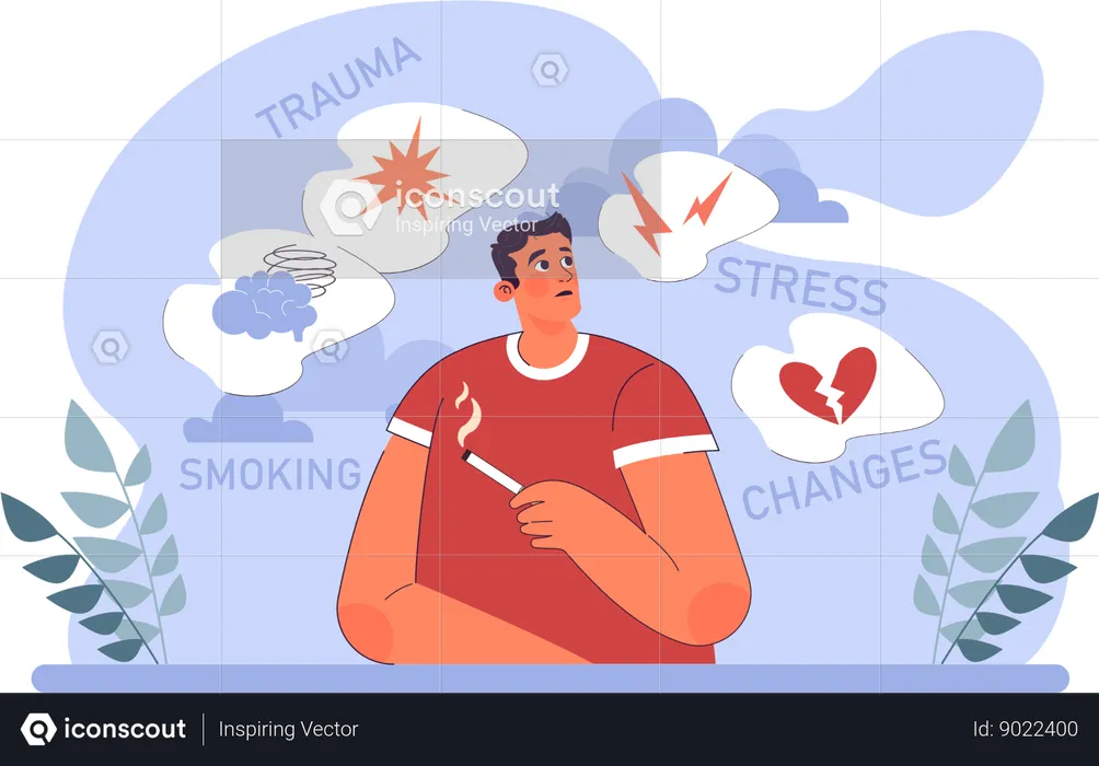 Man suffers from trauma disease  Illustration