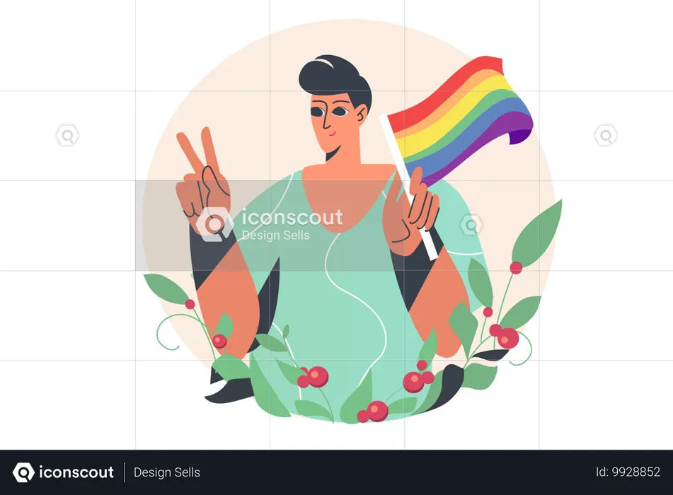 Man supporting LGBTQ commuity  Illustration