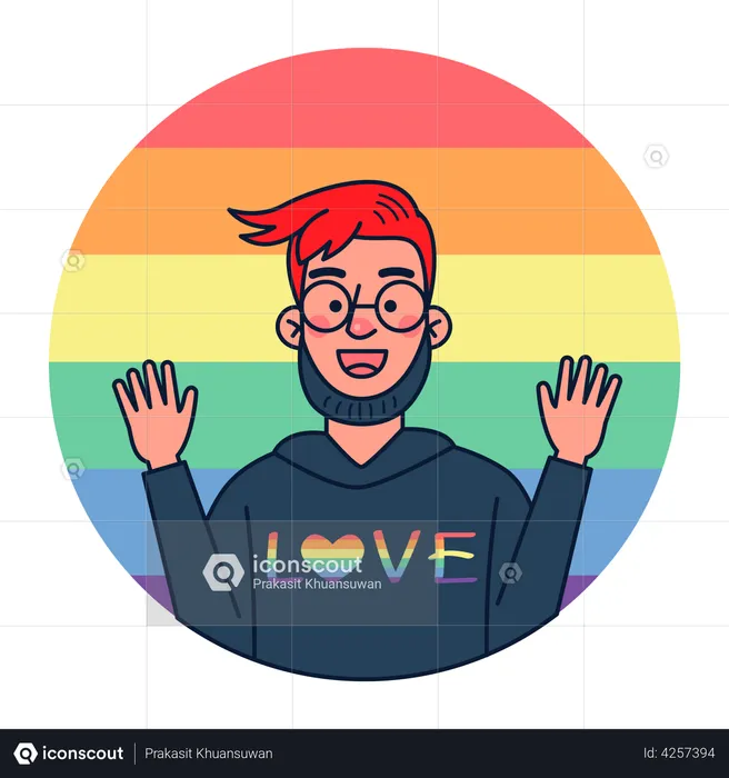 Man supporting LGBTQ community  Illustration