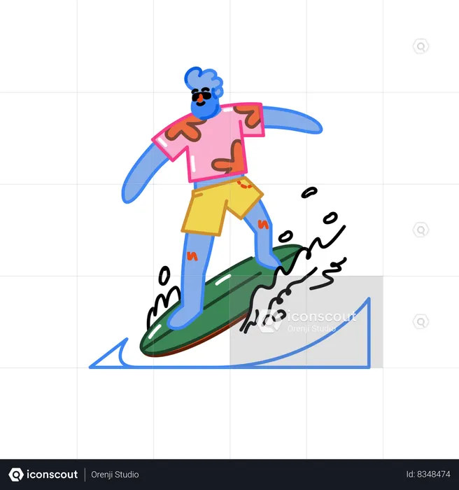 Man Surfing  Illustration