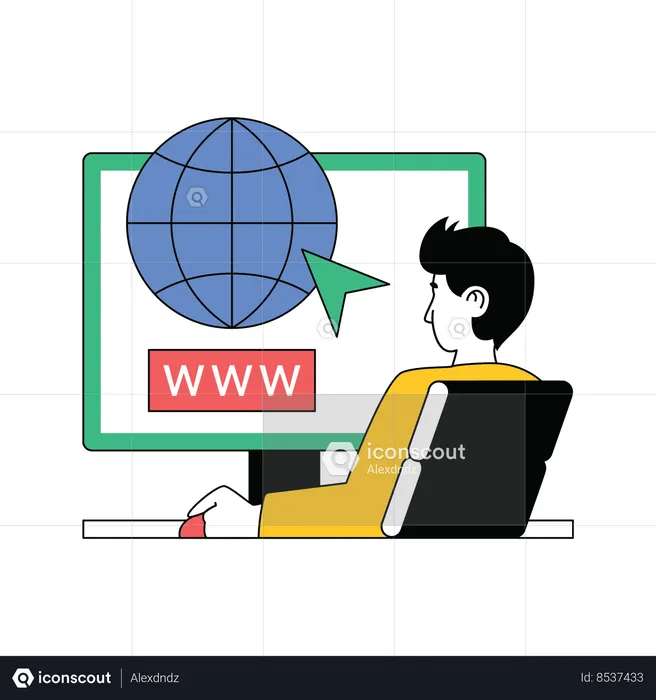 Man surfing on internet  Illustration